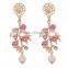 Latest design hot sale beautiful flower with pearl pendant earring