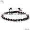 braided leather men beads bracelet stainless steel stretch bracelet