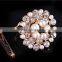 Wedding jewelry zinc alloy multilayer rhinestone pearl full jewelled fancy scarf clip brooch pin                        
                                                                                Supplier's Choice