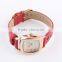 Chinese wholesale red color leather strap bracelet watches