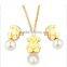 Fashion Stainless Steel Jewelry Bear earring with necklace pearl Jewelry Set