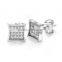 Women's fashion jewelry square shaped clear AAA round cz diamond stud earrings