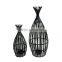 Home decor black iron wire candle lantern,metal candle lantern set of 2
