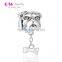 S029 Globalwin Bulldog Jewelry Charm With Bone Dangling Vintage Silver European Charms