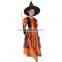 Halloween children girl cosplay dress orange witch costume HN016