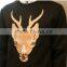 Fashion Deer Embroidery Black Designer Tshirt With Long Sleeves Sweatshirt