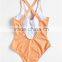 Custom Cactus Printed Strappy Cross Back Bikini Sexy One Piece Swimwear