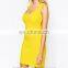 wholesale women sexy open back yellow ribbed bodycon bandage dress evening dress china