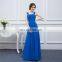 Chiffon Royal Blue Long Bridesmaid Dresses Floor Length Scoop Neck With Spaghetti Straps Brides Maid Dresses Free Shipping