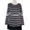 With Chiffon Lining Acrylic Striped Frill Hem Casual Wear Tunic For Fat Women