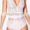 MIKA72121 2017Summer Sexy White Deep V Neck Lace Women Bodysuits