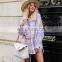 Women Casual Plaid Fashion Office Ladies Causal Long Overcoat Outerwear Coat