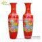 Oriental Ceramic Yellow Red Tall Decorative Floor Vases