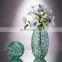 Luxury Modern Glass Gold Line Plated Colored Crystal Flower Vase For Home Decoration