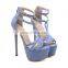 Women Sexy Style Chic Hollow Out Ankle Strap High Thin Heel Back Zip Sandals Shoes
