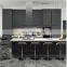 Handle free modern design black matt finish lacquer kitchen cabinet with marble counter island