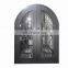 home exterior custom made handcrafted security double tempered glass arched top black wrought iron entrance doors with handles