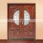 Custom modern double wooden main entrance door design exterior luxury red mahogany solid wood front entry doors with