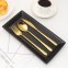 Set of 3 Pieces White And Gold Colorful Flatware Stainless Steel Cutlery Set With Gift Box