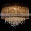 Contemporary Crystal Semi Flush Mount Ceiling Light Fixture Middle-Sized Cylinder Drum Shade Lamp for Hallway Bedroom