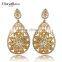 New Fashion for Lady Banquet Statement Design Big Hollow Flower Pattern Drop Earrings