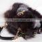 Black Fashion Women Fox Fur Handbag Shoulder Bag