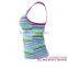 Luxury Wholesale Colorful Stripe Print Mesh Splice Sexy Swimwear Women Bikini