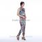 Custom made Chinese high quality fabric printed long pants sleeveless women jumpsuit wholesale