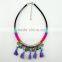 Ethnic Accessories Silver Stone Black Chain Tassel Necklace