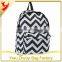 Black and White Chevron Padded Adjustable Shoulder Straps School Bags with Side Pocket