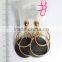 Fancy silvery hollow out circles cross chain dangle earrings