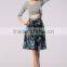 Stylish Lady Sexy Women's Fashion Knee-length Floral Printed Pleated Skirt