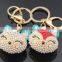 Handbag accessory lovely rhinestone fox metal keychain