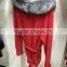 Fashion knitted woolen cape with silver fox fur trim