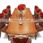 Luxurious Elegant Golden and Brown Carving Round Dining Table Set With Buffet and Chairs BF12-04204b