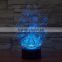 Remote control colorful 3D illusion LED night light 3D acrylic lamp for indoor decoration for festival gift