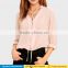 New fashion Long sleeve elegant solid chiffon blouse design 2016 for office ladies