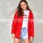 2017 New Design Long Section Straight Version Woven Red Women Winter Coat for Young Girls