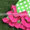 2016 new baby girls dress boutique dress green white polka dot dress ruffle dress with headband