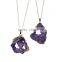 New Fashion Natural Quartz Crystal Gemstone Druzy /Drusy Necklace Link Cable Chain Gold Plated Irregular Purple Pendant