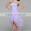 New design high quality crystal beaded tull Neck hanging Medium short Strapless sexy prom gown party dress