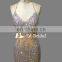 Mermaid Patterns Straps Cross Backless Champagne Heavy Beaded Sexy Prom Dress For Girls