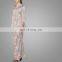 Muslim Women Overlap Baju Kurung Set Two Pieces Sarong Skirt Malaysia Floral Printed Dress