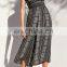 Vintage-inspired Black Long Jumpsuit Ladies Open Back Striped Jumpsuit (17052801)