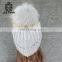 Best Choose Pom Beanie Handmade Hat Knitted Cap With Raccoon Pompom