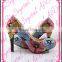 Aidocrystal New Fashionable Multi-color crystal low heel shoes ang matching bag set