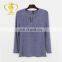 2017 wholesale women clothing sleeved blouse, zip neck design top clothes for woman