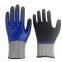 Anti Cut Level 5 13G HPPE Fiberglass Liner Nitrile Sandy Double Coated Cut Resistant Gloves with EN388 4X43D