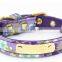 Printed Stainless Steel Iron Sheet Pet PU Collar Leash Training Dog Rope Pet Neck Chain Pet Supplies