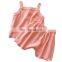 ribbed baby sleepsuit 2 pcs set children clothes plain sleeveless shirt shorts baby girl wear